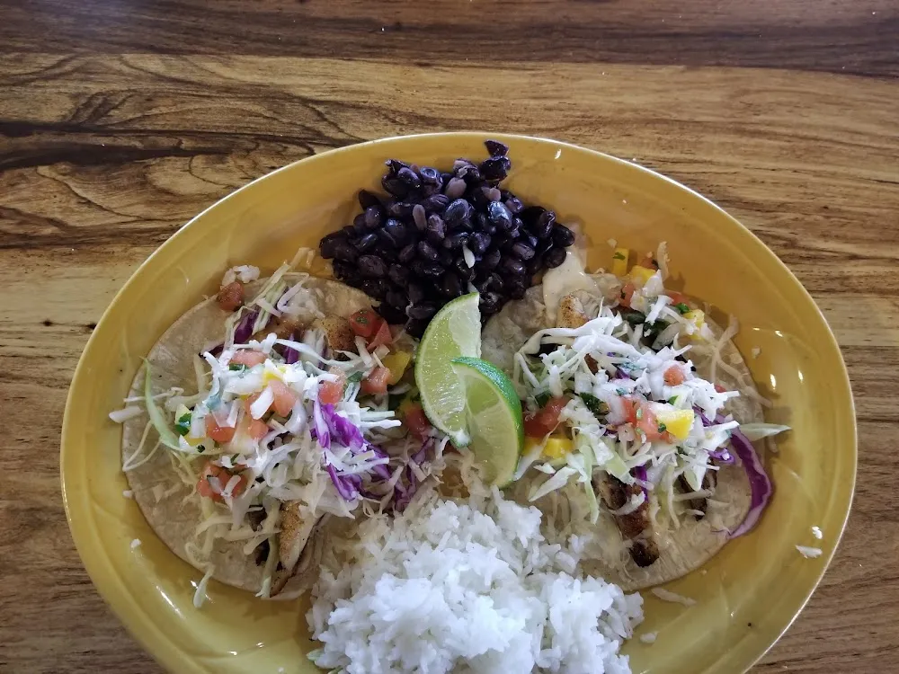 Fish Tacos w Rice & Beans